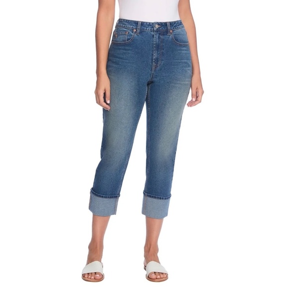 Frye Women's Cuffed Crop Jeans, Stretch, High Rise, Dark Blue, Size 12, NWT - Picture 1 of 16